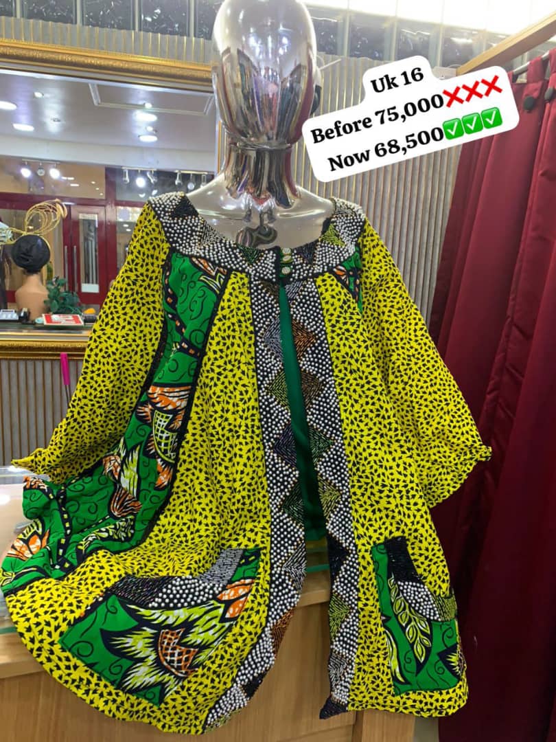 Ankara kaftan gown with three button